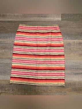 Talbots Petite 4P Striped Linen & Cotton Straight Pencil Skirt
